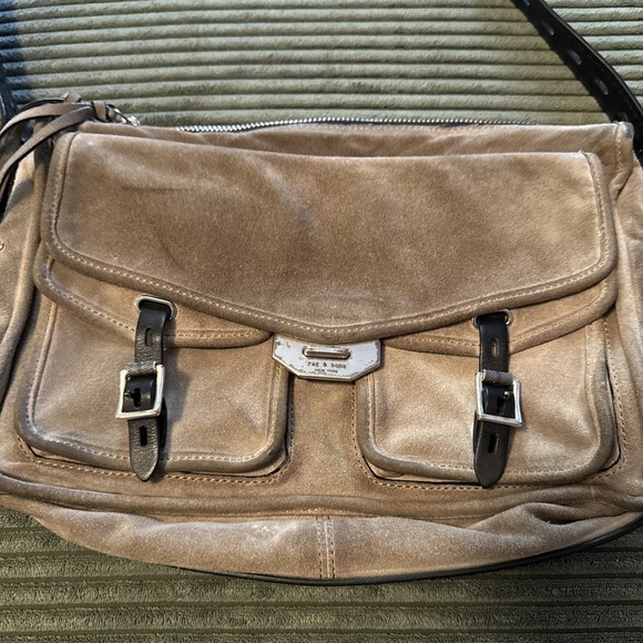 Rag & Bone Small Field Messenger Bag Purse Grey  Brown Leather Grunge Y2K